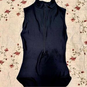Yumiko Black Zip-Up Leotard